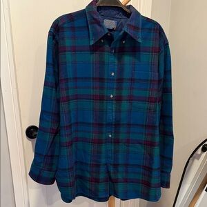 Pendleton Blue and Green Plaid Button Down Shirt